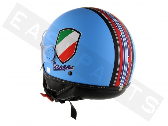 Piaggio Helm Demi Jet VESPA V-Stripes Blau Azur (Visier geformt)